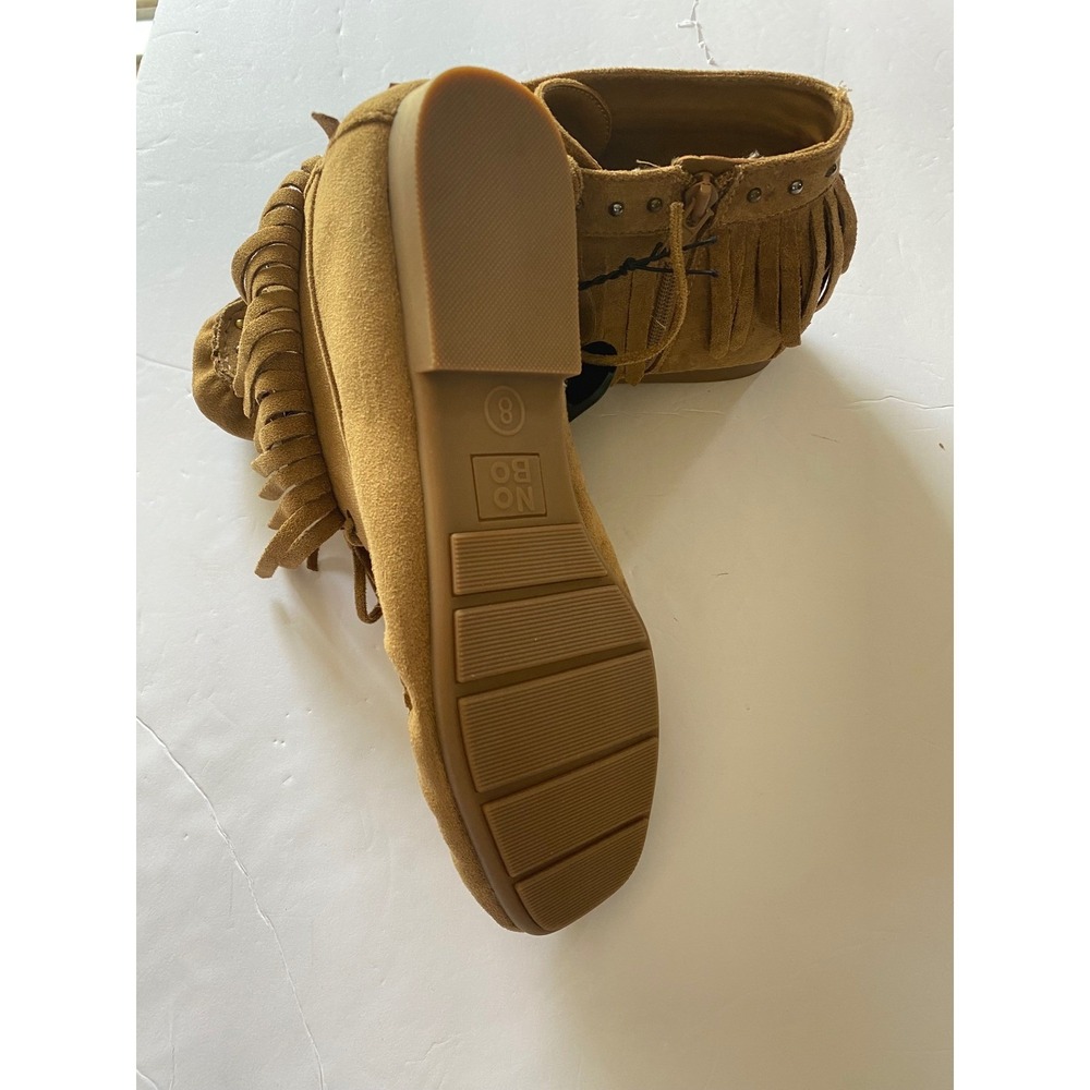 No Boundaries Womens Tan Faux Suede Fringe Studded Moccasin Booties Size 8 NEW - Picture 6 of 9